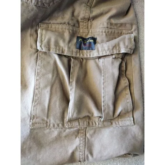 M Gordon Men Cargo Shorts Size 32R Brown Heavy Twill Utility Beach 9.5 Inseam - Picture 6 of 7